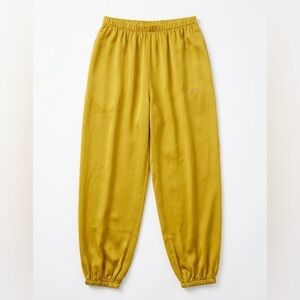 D. Studio Yellow Satin Jogger Pants Women’s Small /One Size Mustard Harem Lounge